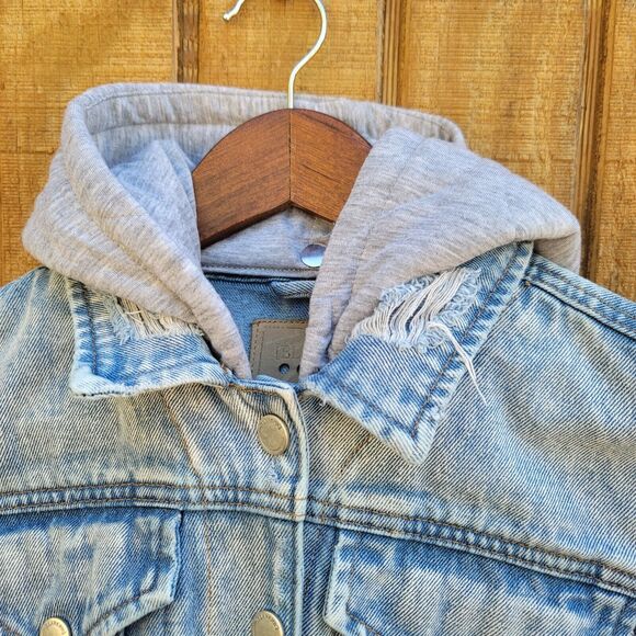 BlankNYC Denim Hood Jersey Quilted Truck Jacket Womens Size M - Picture 2 of 14